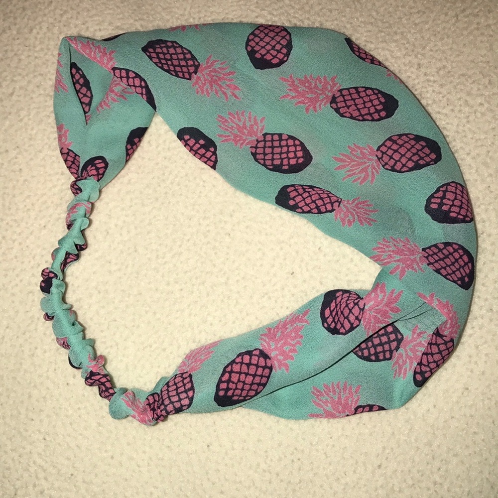 Teal and pink pineapple headband